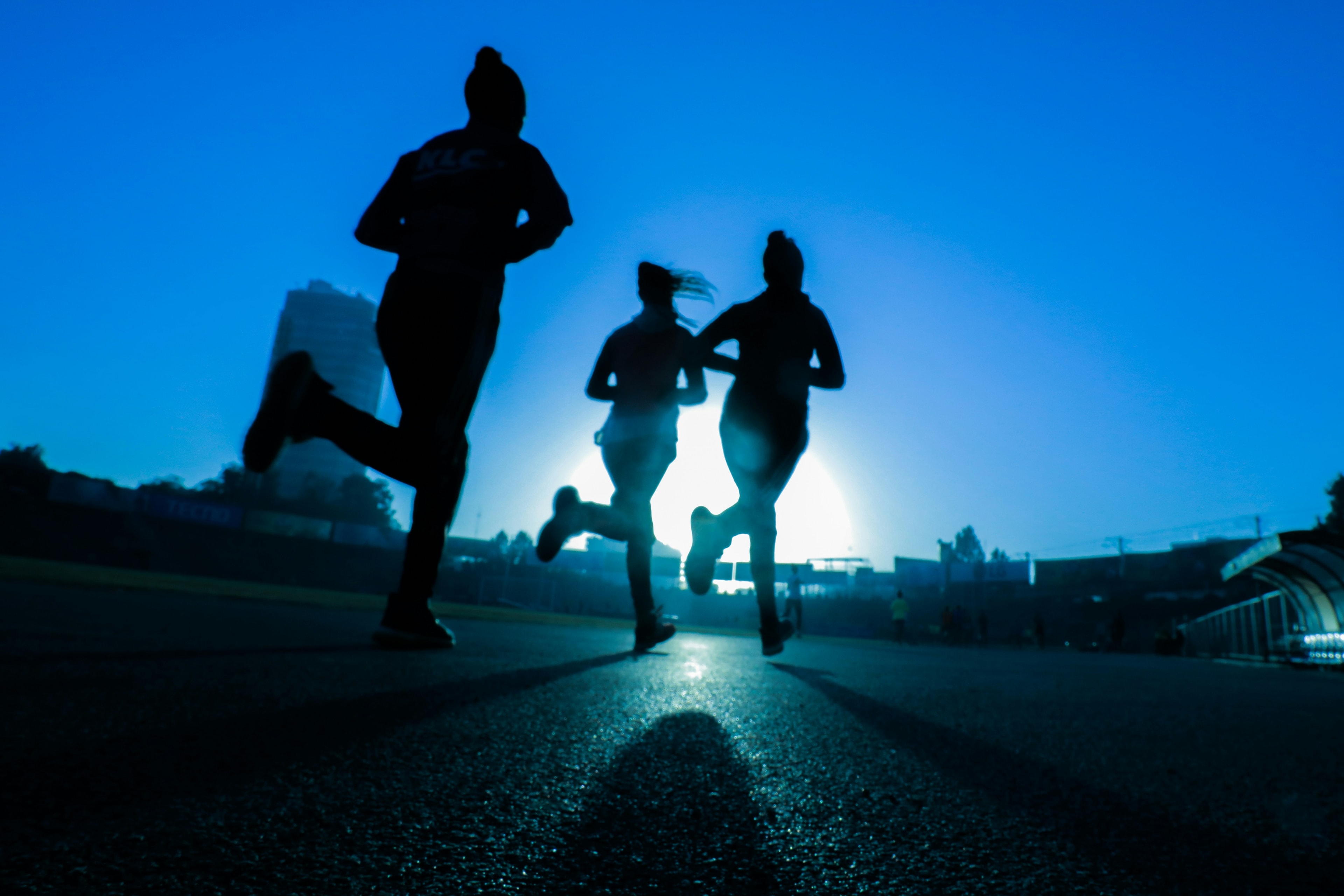 Runner crossing finish line